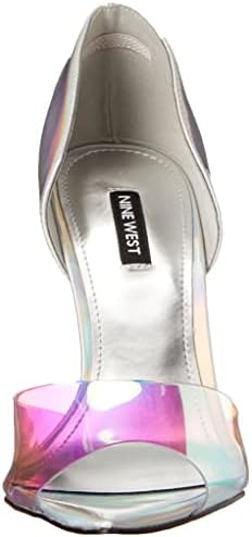 Nine West Women's PRICE3 Heeled Sandal, Silver Irredescent, 9 | Image 1