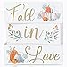 Whaline Fall in Love Wooden Blocks Signs Fall Tiered Tray Decor Mini Tabletop Shelf Sitter Signs Farmhouse Autumn Wooden Home Decor for Fall Bridal Shower Wedding Party Decoration Supplies (3Pcs )