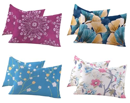 Image of RD TREND 210 TC Premium Glace Cotton Assorted King Size Printed Floral Design Pillow Cover -18 inchX28 inch Inches,(Pack of 4) of Any 4 Pieces Color Multi-14