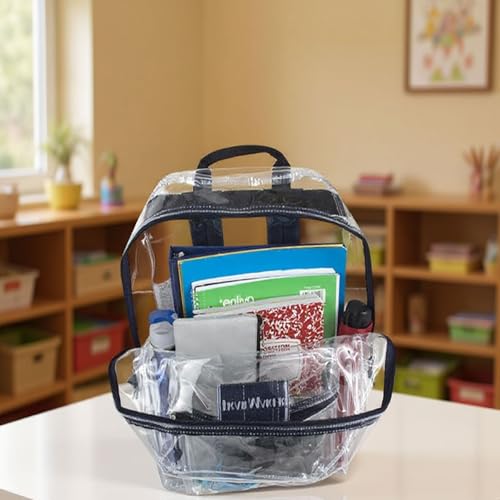 Image of Trail maker Clear Backpack Heavy Duty with Padded Straps, Side Pockets for Kids, Boys, Girls, School, Stadium Approved Events