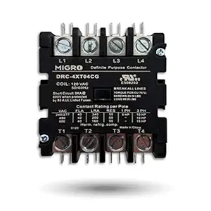 Migro 4 Pole 40 AMP 110/120 VAC Coil Heavy Duty AC Contactor Replaces Virtually All Residential 4 Pole Models