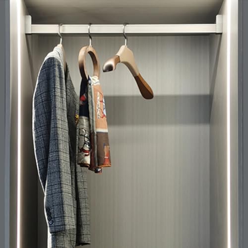 Barra de aluminio de 100 cm para organizar ropa pesada con agarre de cuero para armarios 1