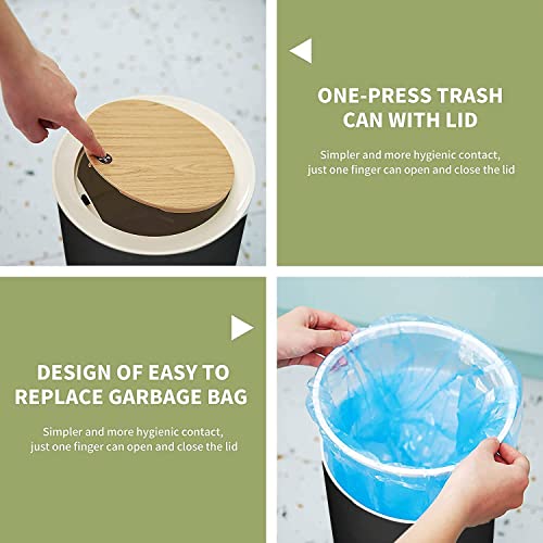 Image of Small Trash Can with Lid for Bathroom Kitchen Office Diaper elegant black old chalkboard texture distressed grunge borders soft Bedroom Garbage Trash Bin Dog Proof Waste Basket Cute Decorative