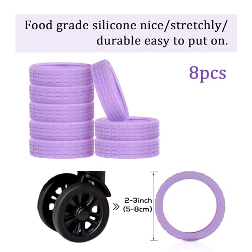 8pcs Luggage Wheel Covers, Portable Suitcase Wheel Protector Covers Colorful Silicone Luggage Wheel Covers Luggage Spinner Wheel Covers for Most 8 Caster Luggage Accessories(purple)2