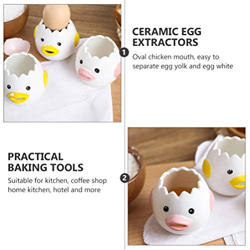 DOITOOL 2 peças separador de gema de ovo de cerâmica branco, filtro de ovo de galinha fofo, separado