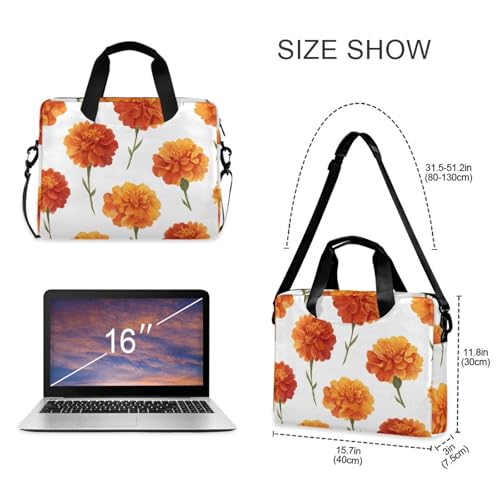 Maletín para laptop con patrón de flores naranja miniatura 5