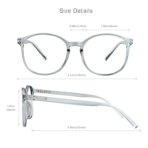 Image of VisionGlobal Blue Light Blocking Glasses for Women Men, Oval Frame Computer Reading Glasses(Clear Gray, +4.75 Magnification)