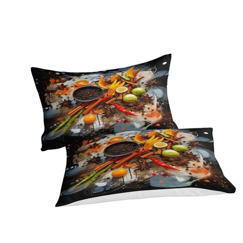 Ropa de cama 3D de ingredientes alimentarios con funda nórdica microfibra y fundas almohada 6