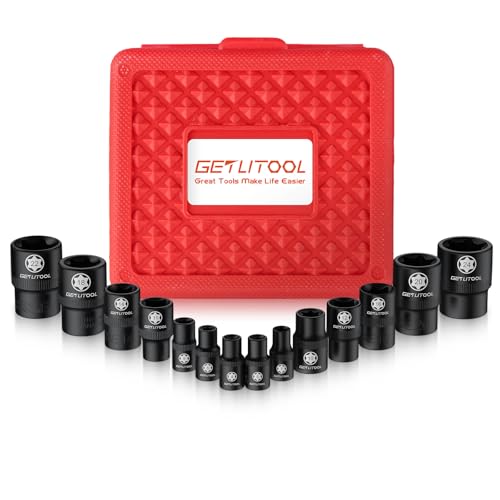 GETLITOOL Jeu De 14 Clés À Douille E Torx, Adaptateurs 1/4