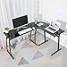 GreenForest L Shaped Desk Glass Corner Computer Gaming Desk 3-Piece Workstation PC Laptop Table for Home Office,Black