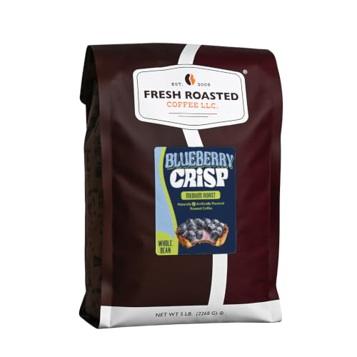Fresh Roasted Coffee, Blueberry Crisp Flavored Whole Bean Coffee, Medium Roast, Kosher, 5 lb (80 oz)