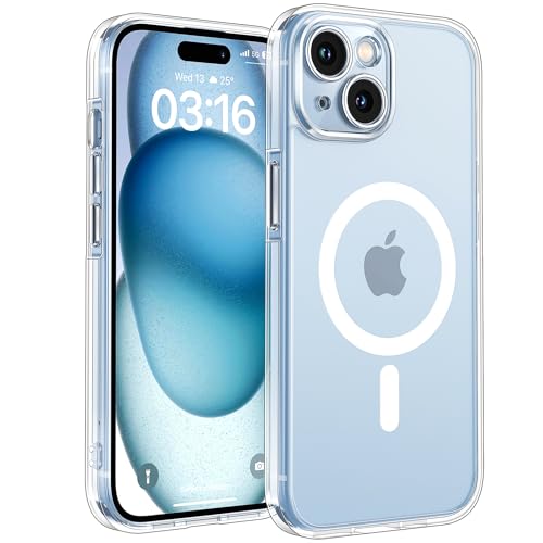 TOCOL für iPhone 15 Hülle für Magsafe Vollständiger Kameraschutz Nie Vergilbung Stoßfest Kratzfest Magnetisch Handyhülle für iPhone 15 Case Transparent
