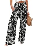 KISSMODA Elastic High Wasited Palazzo Pants for Women Wide Leg Long Lounge Pants Casual Trousers with Pocket 2023