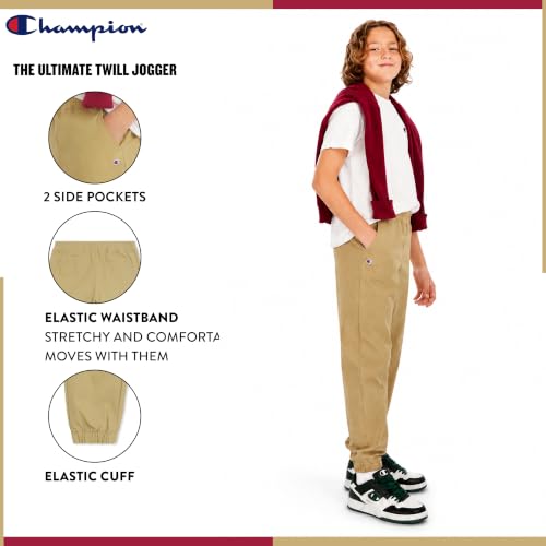 Champion Boys Regular Fit School Uniform Twill Jogger Pants Khaki - image 6