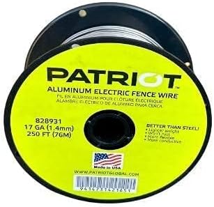 Patriot PE2 Electric Fence Energizer Plus 250-Feet Made in U.S.A. 17 Gauge Spool Aluminum Wire for Containing Pets and Keeping Out Small Nuisance Animals