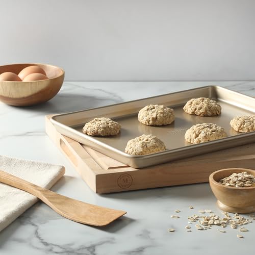 Image of Martha Stewart Gallen 13 x 9 Inch Nonstick Carbon Steel Cookie Sheet - Champagne Durable Baking Pan for Cookies, Brownies & Roasting