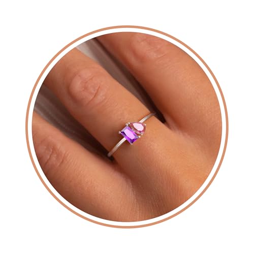 Birthstone Rings for Women Non Tarnish Gold Rings Mothers Day Gifts Birthday Gifts for Teen Girls Dainty 14K Plated Adjustable CZ Stacking Promise Ring Christmas Stocking Stuffers Anniversary Jewelry for Friend Sister Girlfriend Mom