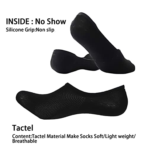 Feetalk Men's Liner & Ankle Socks - No Show Non Slip Tactel Socks 6Pairs4