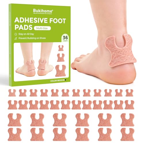 U-Shaped Felt Callus Cushion Pads - Bukihome 36 CT Heel Pads for Shoes,Protects Heel,Foot and Toes from Rubbing and Friction,Self-Stick Adhesive Felt Cushions for Callus and Corn