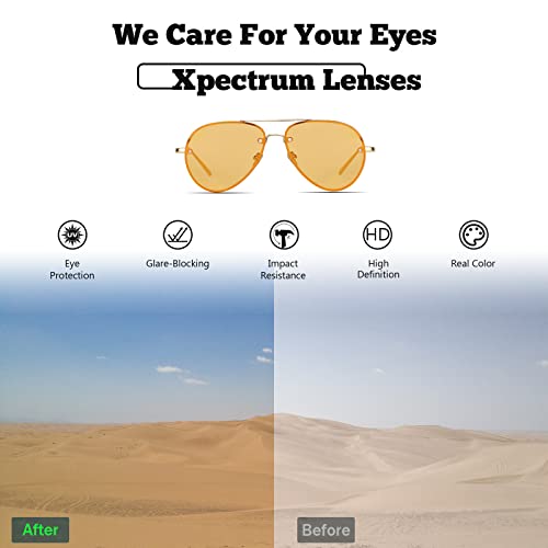 Image of Xpectrum Classic Double Bridge Metal Aviator Sunglasses for Women Men Trendy Retro UV400 Rimless Sun Glasses