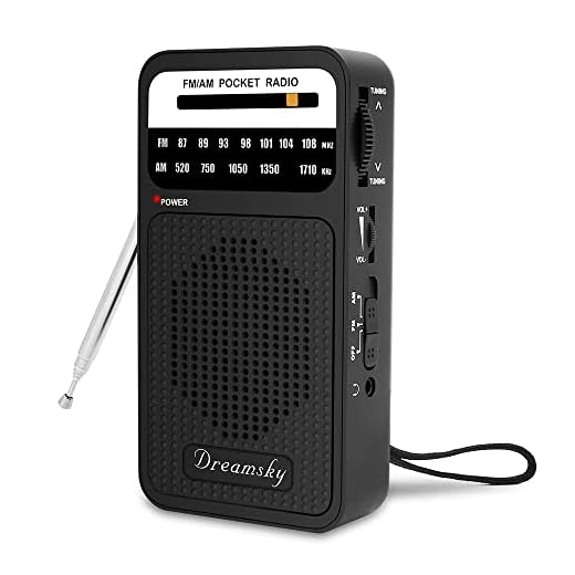 DreamSky Pocket Radios, Battery Operated AM FM Radio with Loud Speaker, Great Reception, Earphone Jack, Ideal Gifts for Elderly, Portable Transistor Radio for Walking, Camping