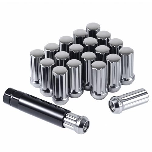 Image of M14x1.5 Lug Nuts 14x1.5 7 Spline M14 x 1.5 Chrome Lug Nuts 2 inch Tall Set of 20 Pack 14mmx1.5 Acorn Aftermarket Wheel Lug Nut