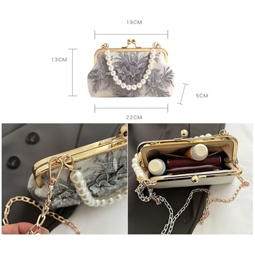 Chinese women's pearl retro handbag, embroidered chain diagonal handbag, wallet cross bag, banquet and wedding2