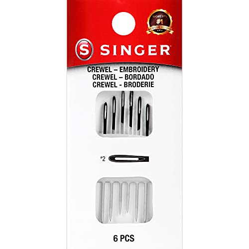 Singer Hand, Set Of 6 Sewing, Size 2 Crewel Needles #TOP1