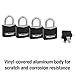 Master Lock Black Outdoor Key Lock, Standard Weather Resistant Padlock with Cover, Keyed Alike Padlocks for Lockers, Fences, Sheds, or Other Equipment, 4 Pack, 131Q