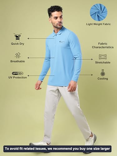 Image of TECHNOSPORT Men's Slim Fit Full Sleeve Polo T-Shirt with Collar, MATPIQ Quick Dry Moisture Wicking Polo Tee for Gym Sports Golf and Casual Wear
