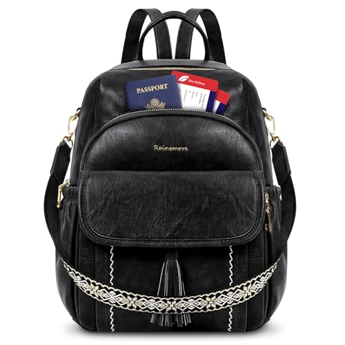 RAINSMORE Backpack Purse for Women Fashion Leather Waterproof Casual Small Travel Backpack Convertible Ladies Shoulder Bag