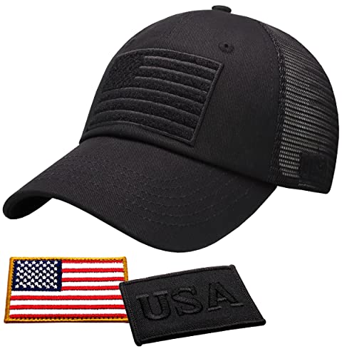 Image of Antourage American Flag Unconstructed Unisex Mesh Snapback Baseball Hat Cap for Men and Women +2 Patriotic Patches Included
