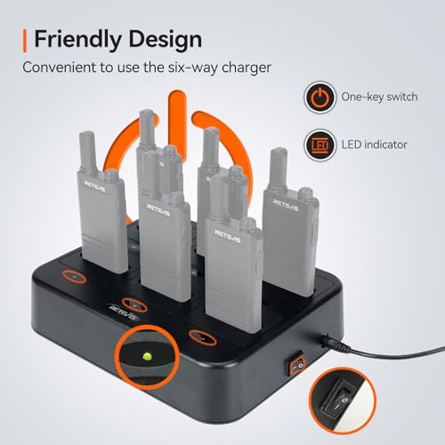 Cargador múltiple compatible con Retevis RT22P con protección LED y base extraíble 5