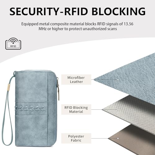 Image of FALAN MULE Wallets for Women Trifold Wristlet Wallets Large Capacity RFID Blocking Ladies Purse Credit Card Holder