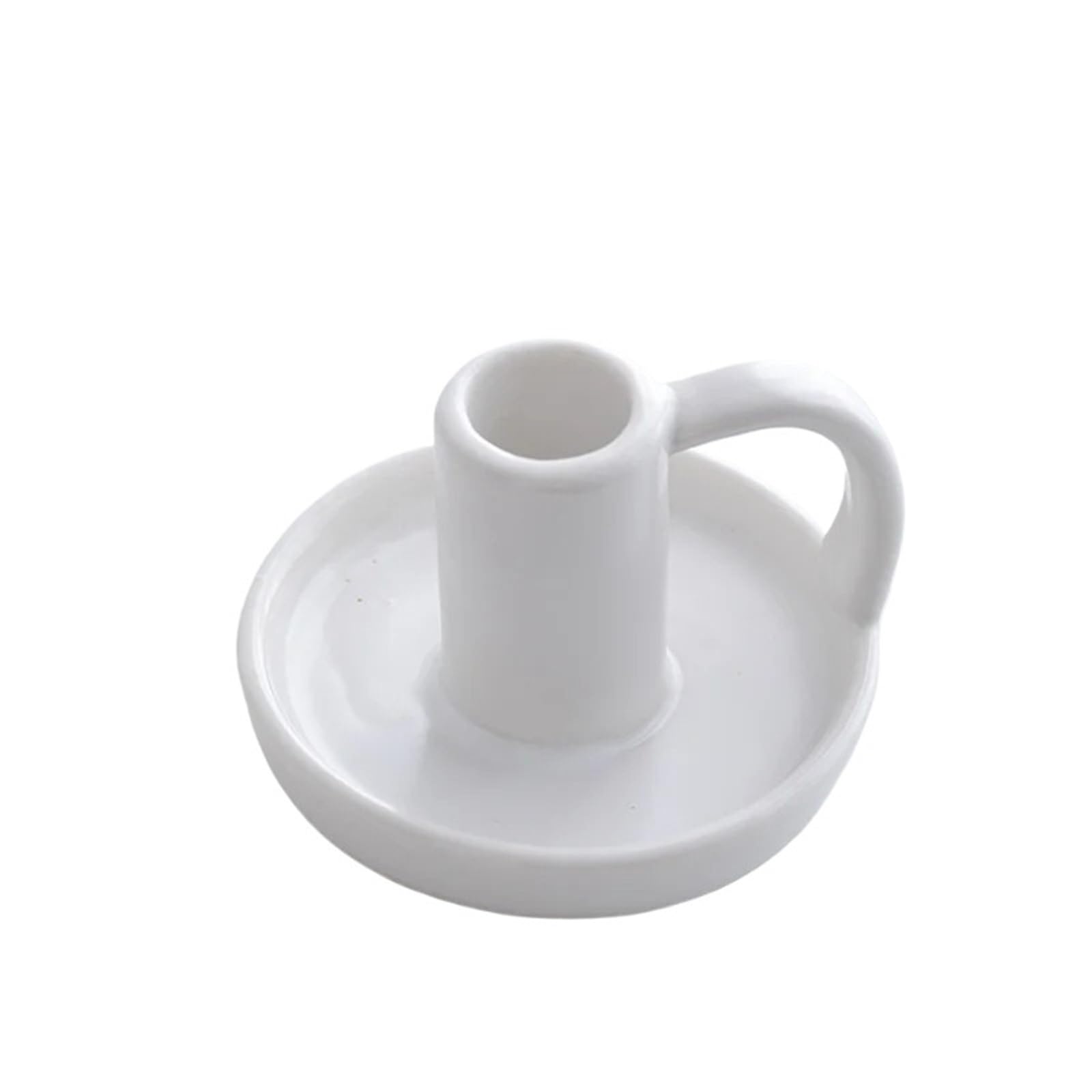 1Pair Ceramic Candlestick Holder For Home Decoration Pottery Candle Holders With Handle For Taper Candles Incense Table Centerpiece for Candle(Size6)