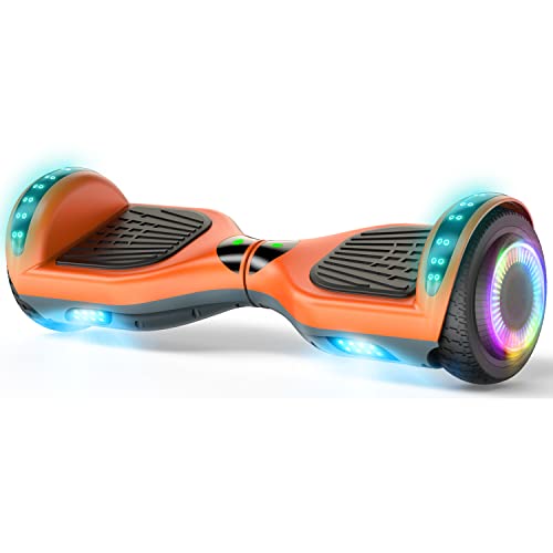 LIEAGLE Hoverboard, 6.5 Self Balancing Scooter Hover Board with Bluetooth Wheels LED Lights for Kids Adults(Yellow&Grey)