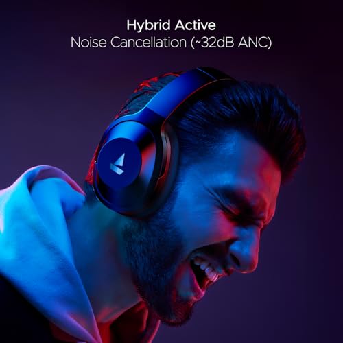 Image of Boat Nirvana 751 ANC,65Hrs Battery,Hybrid (~33dB),Fast Charge,Ambient Sound Mode,Button Controls,Immersive Sound,Carry Pouch,Bluetooth Over Ear Headphones,Wireless Headphone with Mic(Gunmetal Grey)