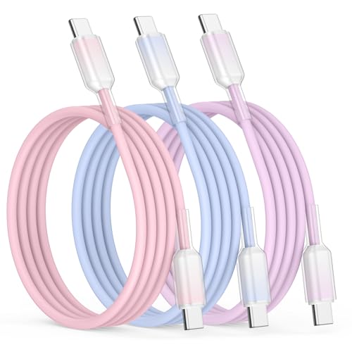 USB C to USB C Cable 3 Pack 3FT/1M 60W Type C Charger Cable Fast Charging Compatible for iPhone 17/16/15 iPad Pro Samsung Galaxy MacBook Pro and More (Pink Purple Blue)