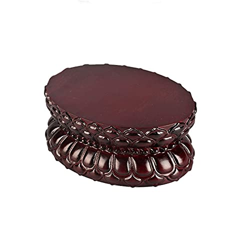 LUCBEI Base de bonsái vintage ovalada de madera jarrón de mesa de acuario lámpara de tetera, soporte de exhibición estable para decoración del hogar (2.3 pulgadas de alto) soporte de exhibición