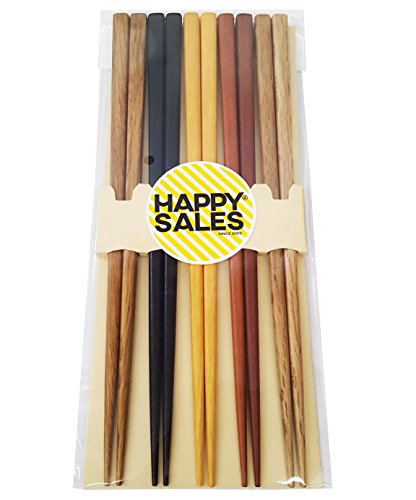 Happy Sales HSCH22/S, 5 Pairs Multi Color Design Japanese Bamboo Chopsticks Gift Set, Mnt - //coolthings.us