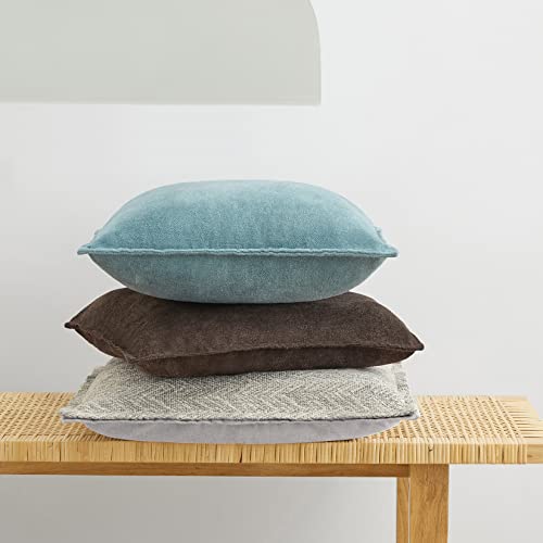 La Jolie Muse Throw Pillow Cover, 20 X 20 Inches Taupe Chevron Jacquard Cotton Decorative Pillow Covers For Couch, Taupe Cotton Blended Square Throw Pillow Cases #TOP3