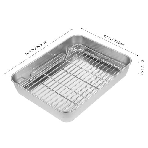 Bandeja rectangular de acero inoxidable para hornear carne asada con rejilla integrada 3