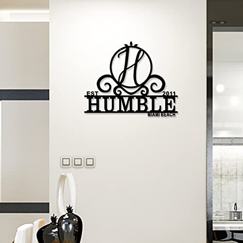 Personalized Metal Monogram Wedding Sign Wall Art Customized with Last Name, Date, & Wedding Location - Anniversary or Engagement Present