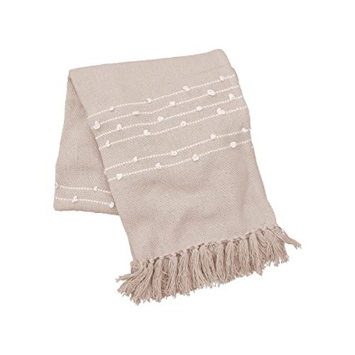 carol & frank Tabb Dune White Throw Blanket Sand Beige Quitled Textured Soft Comfortable Machine Washable Cozy 50x60 inches Dune