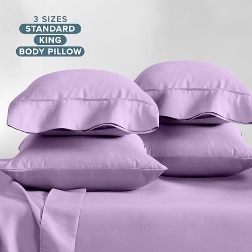 Image of Bare Home Microfiber Bulk Pillow Cases - King Set of 4 - Cooling Pillowcases - Double Brushed - Lavender Pillowcases 4 Pack - Easy Care (King - 4 Pack, Lavender)