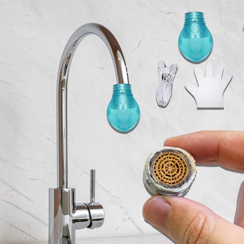 Faucet Descaling Cap for Limescale Removal - Reusable Silicone Cover Gadget Tap/Faucet Cleaner with a Clip and 5 Pairs of Disposable Gloves(0.79-1.97IN)