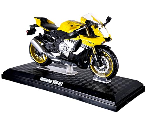 Image of die cast Yamaha YZFR1 Model Toy Metal Bike 1:12 Scale Realistic Alloy Metal Model Bike, Best Gift for Boys Men Kids Children (Yellow)
