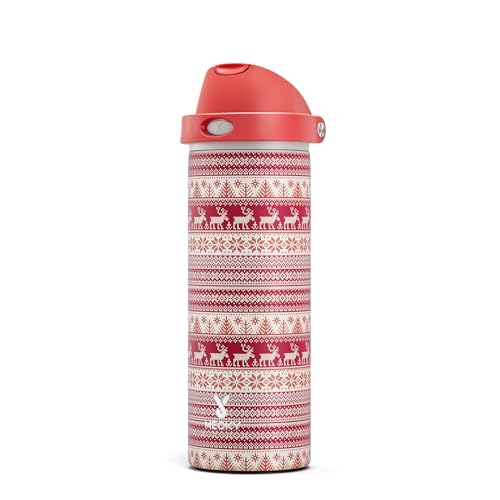 24 oz Insulated Water Bottle for Christmas: Meoky Stainless Steel Water Bottle with Straw and Spout Lid - Leak Proof, Cold for 24 Hours, Fits in Car Cup Holder, Christmas Gifts for Adults, Winter Trio