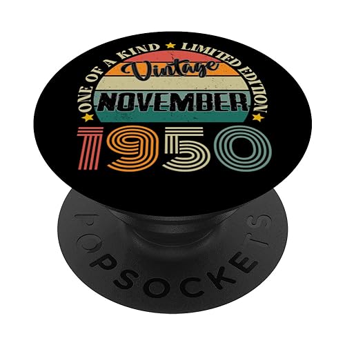 74 Años Vintage Noviembre 1950 74 Cumpleaños Retro PopSockets PopGrip Intercambiable