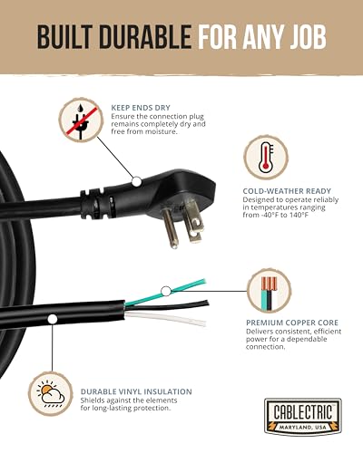 Image of Flat Plug 12 Gauge Replacement Power Cord, 6 Ft